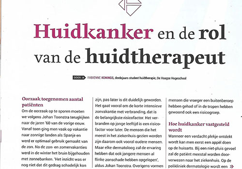 artikel: huidkanker en de rol van de huidtherapeut